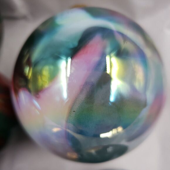 Vintage Glass Ball Christmas Ornament Lot of 11 Swirl Red Green Gold Iridescent - Picture 2 of 16